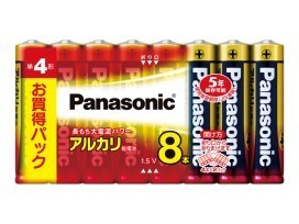 Panasonic（パナソニック）アルカリ乾電池 単4形8本パック　LR03XJ/8SW ※注文個数多い場合はメ−ル便不可（重量が規定オーバーのため）