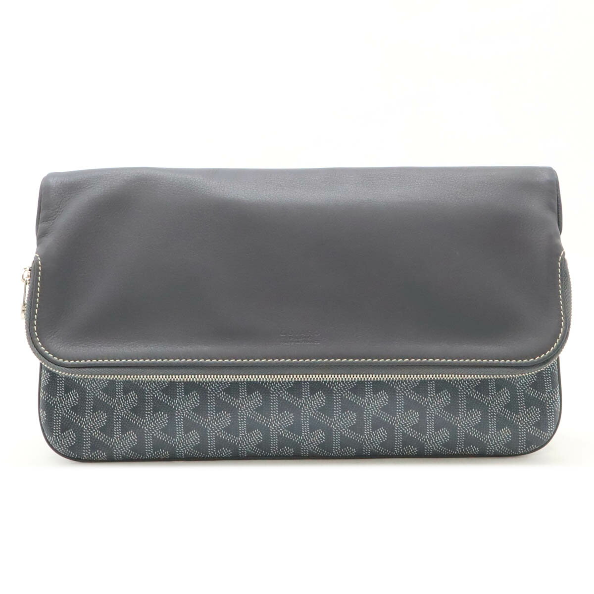 GOYARD ゴヤール サンマリーMM クラッチバッグ セカンドバッグ コーティングキャンバス レザー グレー ホワイト 白 シルバー金具 【中古】