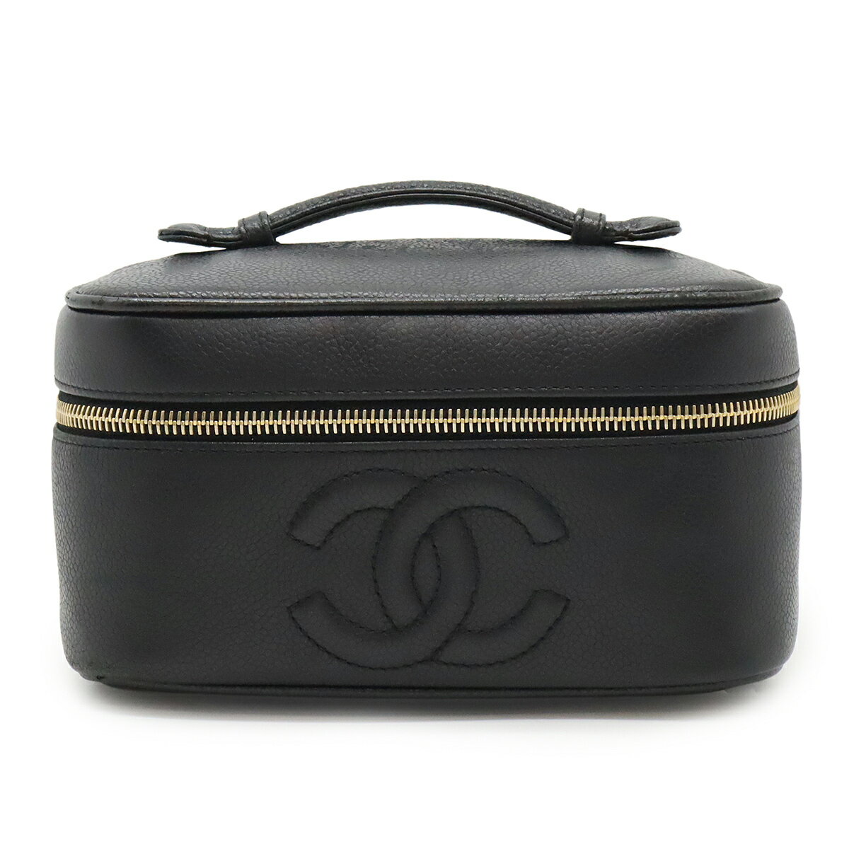 CHANEL シャネル ココマーク バニティバッグ ハンドバッグ 化粧ポーチ コスメポーチ キャビアスキン レザー ブラック 黒 ゴールド金具 A01997 【中古】