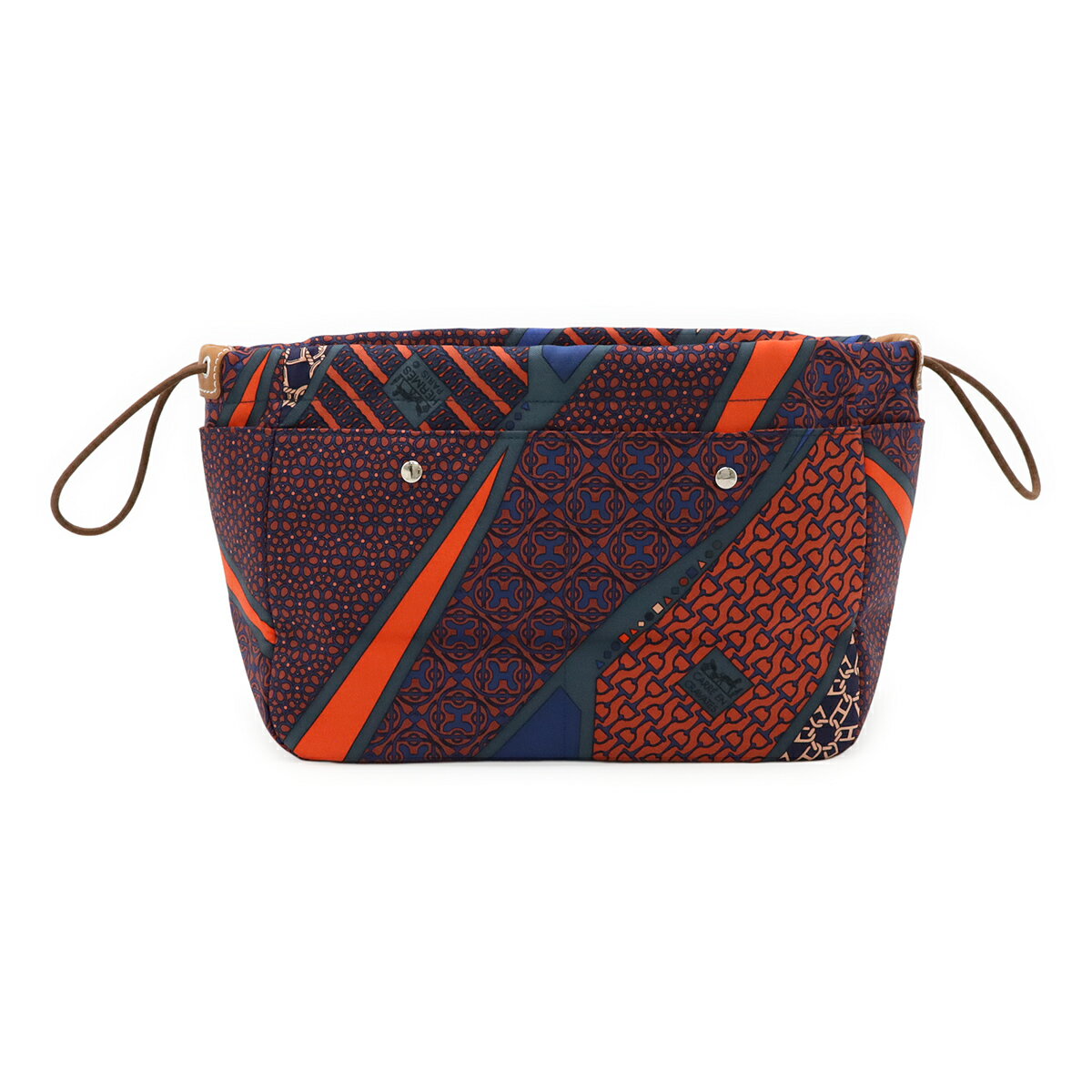 HERMES エルメス フールビ25 バッグインバッグ 化粧ポーチ マルチポーチ シルク ヴォーバレニア レザー マルチカラー 【中古】