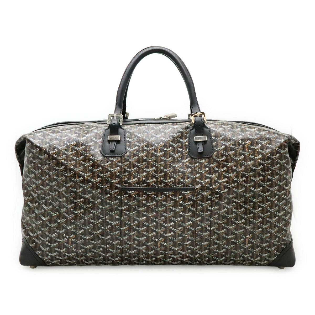 GOYARD ゴヤール ボウリング55 ボーイング55 ボストンバッグ トラベルバッグ 旅行バッグ ヘリンボーン柄 PVC レザー ブラック 黒 シルバー金具 【中古】