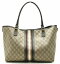 【バッグ】GUCCI グッチ GGスプリーム ストライプ トートバッグ ショルダーバッグ ショルダートート PVC レザー カーキベージュ ダークブラウン 203693 212792 【中古】【u】