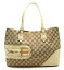 【バッグ】GUCCI グッチ GGキャンバス ホースビット トートバッグ ハンドバッグ レザー ホワイトベージュ 茶 カーキブラウン 137385 205141 【中古】【k】