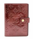 LOUIS VUITTON ルイ ヴィトン モノグラムヴェルニ アジェンダPM 手帳カバー 6穴式 システム手帳 ルージュフォーヴィスト ゴールド金具 イニシャル入 R21072 【中古】【k】