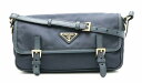 【バッグ】PRADA プラダ ショルダーバッグ 斜め掛け ナイロン ネイビー 紺 ゴールド金具 【中古】【u】