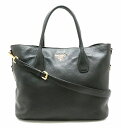 【バッグ】PRADA プラダ 2WAYバッグ ハンドバッグ ショルダーバッグ トートバッグ ロゴ レザー NERO 黒 ブラック ゴールド金具 BR4992 【中古】【k】