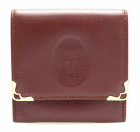 【財布】Cartier カルティエ マストライン マスト ドゥ カルティエ スクエア コインパース コインケース 小銭入れ レザー カーフ ボルドー ゴールド L3000464 【中古】【s】