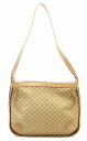 【バッグ】GUCCI グッチ オールドグッチ GG ロゴ ショルダーバッグ ワンショルダーバッグ キャンバス レザー ベージュブラウン 茶 【中古】【k】