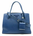 【バッグ】PRADA プラダ 2WAY ショルダーバッグ ハンドバッグ トートバッグ SAFFIANO レザー BLUETTE ネイビーブルー ゴールド 国内ブティック購入品 1BA155 【中古】【s】