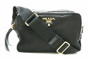 【バッグ】PRADA プラダ ナイロン ショルダーバッグ 斜めがけショルダー レザー NERO ブラック 黒 ゴールド金具 1BH089 【中古】【k】