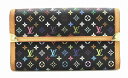 【財布】LOUIS VUITTON ルイ ヴィトン モノグラムマルチカラー ポルトトレゾール インターナショナル 3つ折長財布 ノワール 黒 ブラック M92658 【中古】【k】