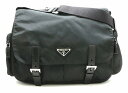 【バッグ】PRADA プラダ ショルダーバッグ メッセンジャーバッグ 斜め掛け ナイロン レザー 黒 ブラック NERO 【中古】【s】
