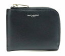 【財布】SAINT LAURENT PARIS サン ローラン パリ YSL ミニウォレット ジップコインケース 小銭入れ レザー ブラック 黒 シルバー金具 396935 【中古】