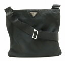 【バッグ】PRADA プラダ ショルダーバッグ 斜め掛け ナイロン レザー NERO 黒 ブラック シルバー金具 【中古】【s】