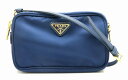 【バッグ】PRADA プラダ TESSUTO ショルダーバッグ ショルダーポーチ ナイロン レザー ROYAL ブルー 青 ゴールド金具 国内ブティック購入品 1N1861 【中古】【s】
