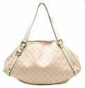 【バッグ】GUCCI グッチ GGキャンバス ショルダーバッグ 肩掛け キャンバス レザー ピンク アイボリー ゴールド金具 130736 【中古】
