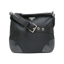 【バッグ】PRADA プラダ ハンドバッグ ショルダーバッグ 斜め掛け ナイロン レザー 黒 NERO ブラック ロゴ シルバー金具 【中古】