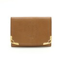【財布】Cartier カルティエ マルチェロ コインケース カードケース Wホック財布 ダブルホック レザー キャメル ブラウン 茶 ゴールド金具 【中古】
