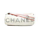 【バッグ】CHANEL シャネル スポーツライン ココマーク ショルダーバッグ 筒型 斜め掛け ビニール ナイロン ホワイト 白 レッド 赤 グレー A28561 【中古】