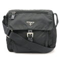 【バッグ】PRADA プラダ ショルダーバッグ 斜め掛け ナイロン レザー NERO 黒 ブラック シルバー金具 BT8994 【中古】