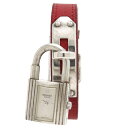 【ウォッチ】HERMES エルメス ケリーウォッチ ボルドー文字盤 SS 革ベルト レディース QZ クォーツ ○Y刻印 ボルドー 腕時計 KEI.201 【中古】