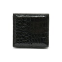 【未使用品】【財布】KWANPEN クワンペン コインケース 小銭入れ コインパース クロコダイル ワニ ブラック 黒 ゴールド金具 【中古】