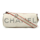 【バッグ】CHANEL シャネル スポーツライン ココマーク ショルダーバッグ 筒型 斜め掛け ラバー ナイロン アイボリー 白 レッド 赤 グレー A28561 【中古】