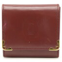 【財布】Cartier カルティエ マストライン マスト ドゥ カルティエ スクエア コインケース 小銭入れ レザー カーフ ボルドー L3000464 【中古】