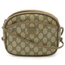 【バッグ】GUCCI グッチ オールドグッチ GGプラス ショルダーバッグ ポシェット PVC レザー カーキベージュ ライトブラウン 116.02.606 【中古】