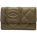 【財布】CHANEL シャネル カンボンライン ココマーク コインケース 小銭入れ キーリング付 レザー ソフトカーフ ブロンズゴールド A34716 【中古】