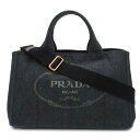 【バッグ】PRADA プラダ CANAPA カナパ トートバッグ ハンドバッグ 2WAY 斜め掛け ショルダーバッグ デニム NERO 黒 ブラック 【中古】