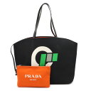 【バッグ】PRADA プラダ CANAPA カナパ ビック ロゴ トートバッグ ハンドバッグ キャンバス NERO 黒 ブラック オレンジ 1BG218 【中古】