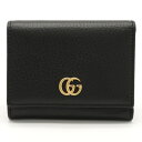 【財布】GUCCI グッチ GGマーモント プチマーモント コンパクトウォレット 3つ折財布 Wホック ダブルホック レザー ブラック 黒 ゴールド金具 474746 【中古】