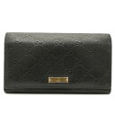 【財布】GUCCI グッチ グッチシマ 長財布 2つ折財布 レザー ゴールド金具 ブラック 黒 244946 【中古】