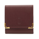 【未使用品】【財布】Cartier カルティエ マストライン マスト ドゥ カルティエ スクエア コインケース 小銭入れ レザー カーフ ボルドー ゴールド金具 L3000158 【中古】
