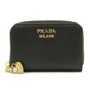【財布】PRADA プラダ SAFFIANO HEART ラウンドファスナー コインケース 小銭入れ ハートチャーム レザー NERO ブラック 国内ブティック購入品 1ML040 【中古】