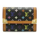 【財布】LOUIS VUITTON ルイ ヴィトン モノグラムマルチカラー ポルトモネ プラ コインケース 小銭入れ コインパース ノワール 黒 ブラック M92656 【中古】
