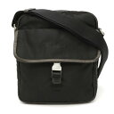 【バッグ】PRADA プラダ ロゴジャガード ショルダーバッグ 斜め掛け ナイロン レザー NERO ブラック 黒 EBANO ダークブラウン シルバー金具 VA0950 【中古】