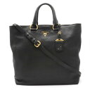 【バッグ】PRADA プラダ トートバッグ 2WAY ショルダーバッグ レザー NERO 黒 ブラック ゴールド金具 1BG865 【中古】