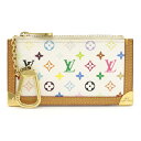 【財布】LOUIS VUITTON ルイ ヴィトン モノグラムマルチカラー ポシェット クレ キーリング付 コインケース 小銭入れ ブロン 白 ホワイト M92655 【中古】