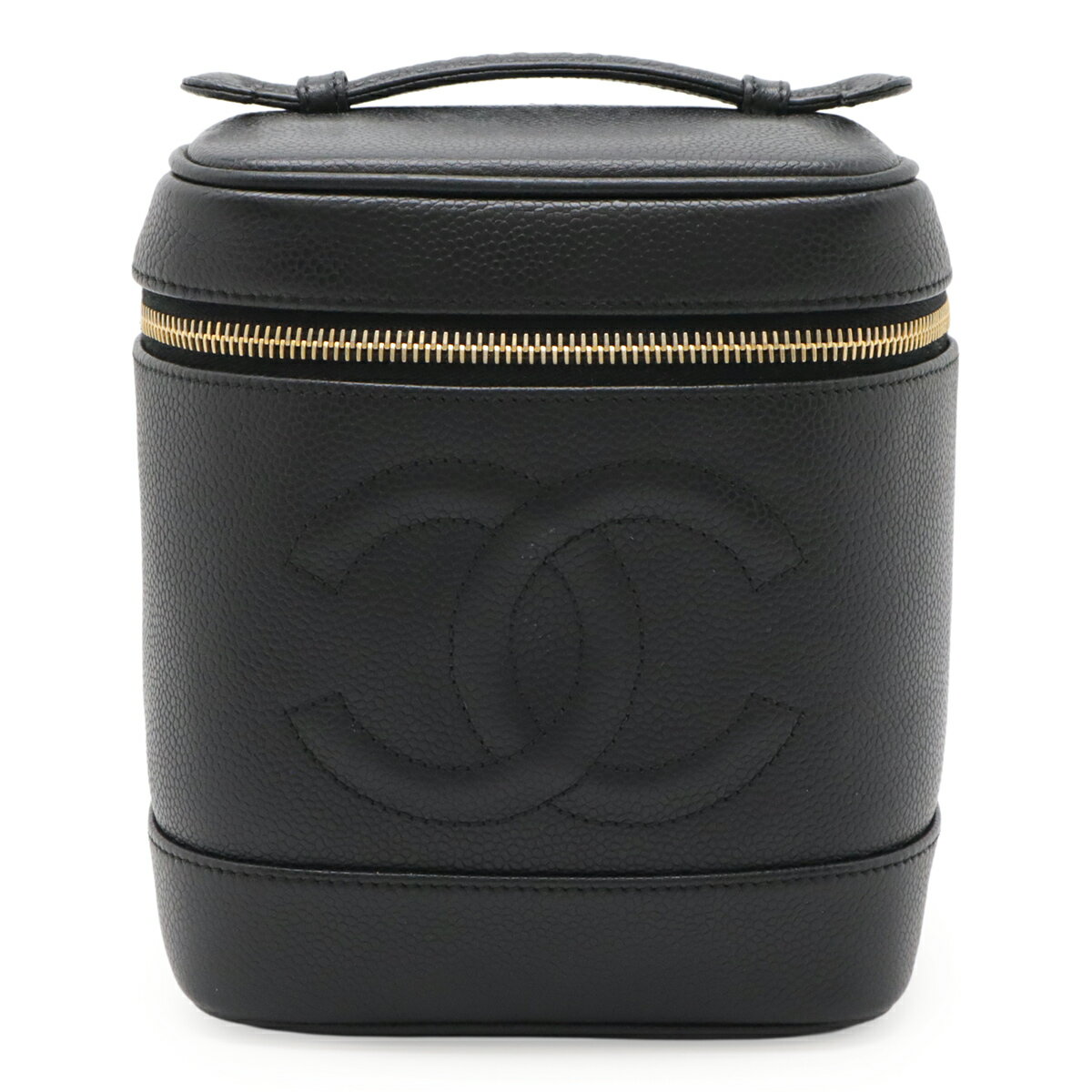 CHANEL シャネル ココマーク バニティバッグ ハンドバッグ 化粧ポーチ コスメポーチ キャビアスキン レザー ブラック 黒 ゴールド金具 A01998 【中古】