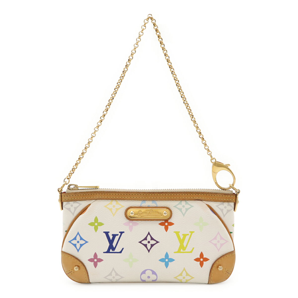 LOUIS VUITTON ルイ ヴィトン モノグラムマルチカラー ポシェット ミラMM アクセソワール アクセサリーポーチ チェーンバッグ ブロン 白 M60096 【中古】
