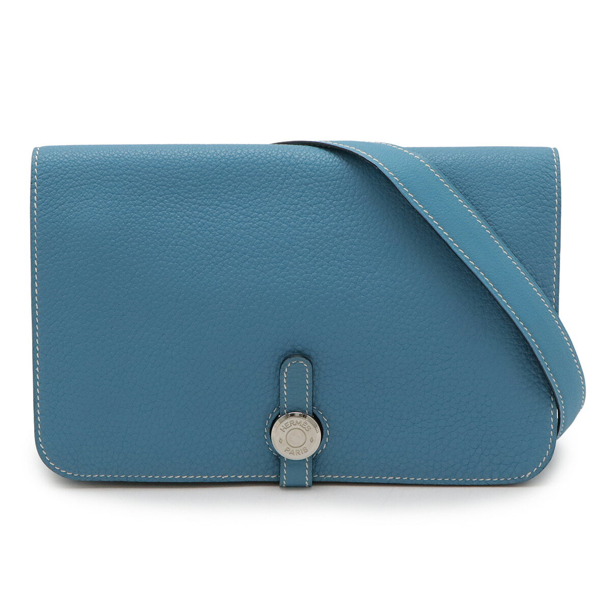 HERMES エルメス ドゴン ポッシュ ウエストポーチ ボディバッグ 2WAY クラッチバッグ トゴ レザー ブルージーン シルバー金具 【中古】