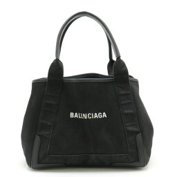 【バッグ】BALENCIAGA <strong>バレンシアガ</strong> ネイビーカバ S ロゴ トートバッグ ハンドバッグ キャンバス レザー ブラック 黒 ポーチ欠品 <strong>339933</strong> 【中古】