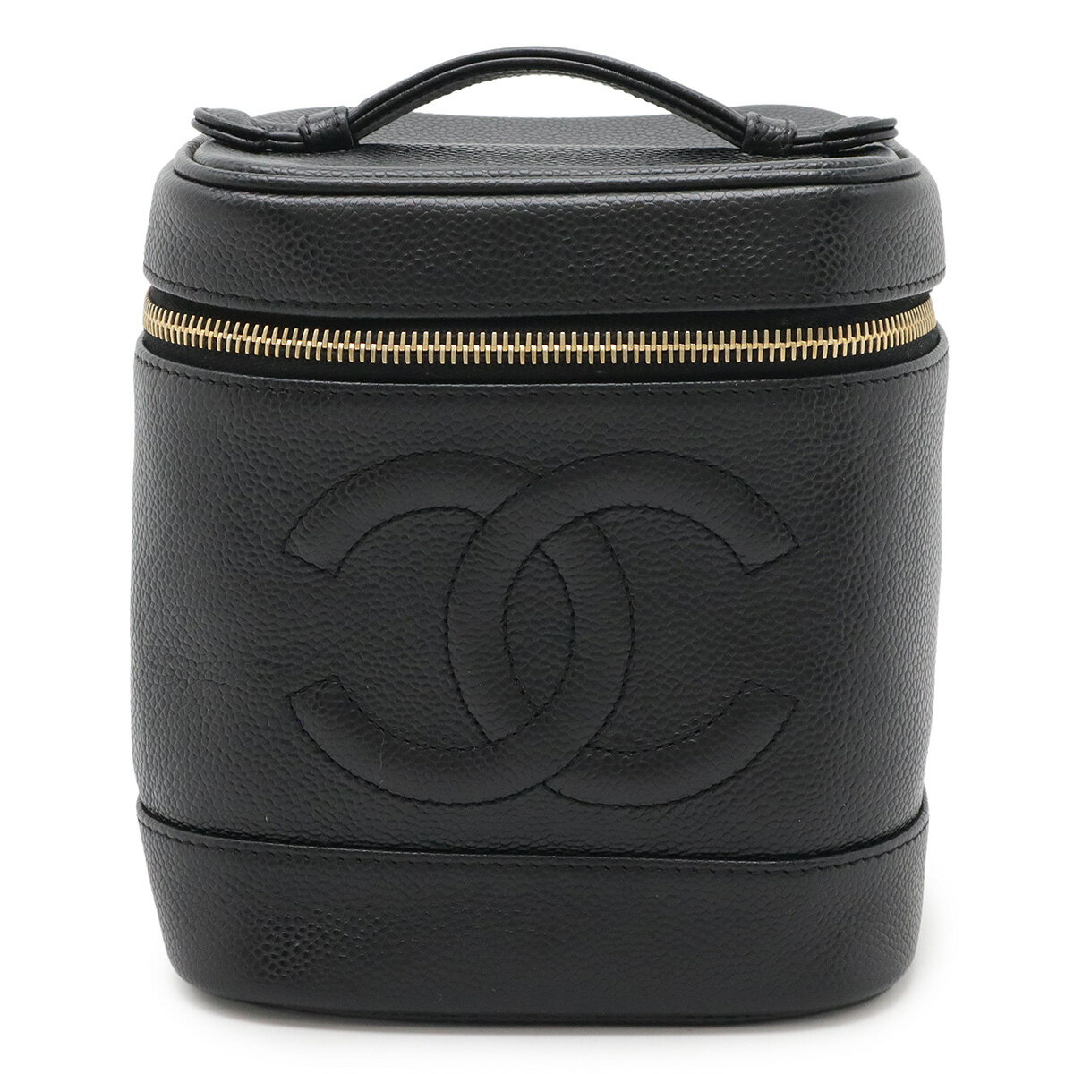 CHANEL シャネル ココマーク バニティバッグ ハンドバッグ 化粧ポーチ コスメポーチ キャビアスキン レザー ブラック 黒 ゴールド金具 A01998 【中古】