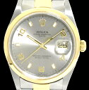 ROLEX ロレックス デイトジャスト 15203 シルバーグレー アラビック アラビア バー インデックス文字盤 K18YG/SS コンビ オートマ　メンズ 腕時計 K番