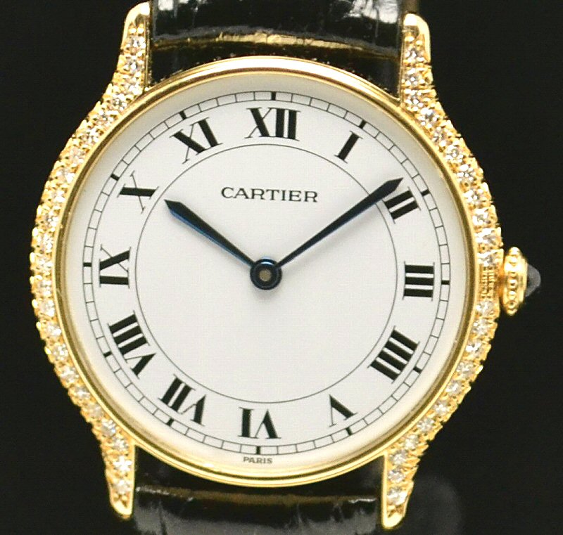  Cartier カルティエ リビエラL C/D K18YG イエローゴールド ダイヤモンドケース メンズ 手巻き 腕時計 