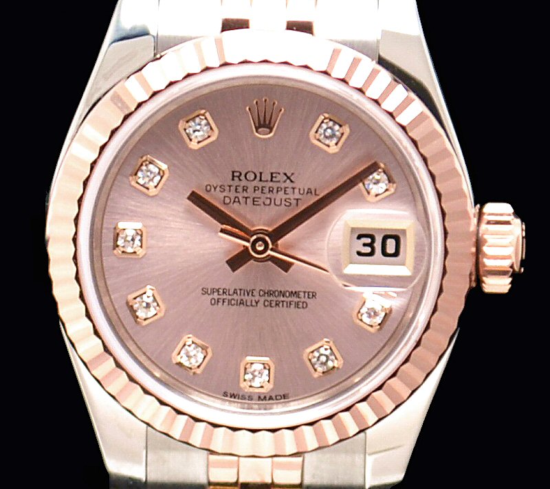 ROLEX ロレックス デイトジャスト 10Pダイヤ ピンク文字盤 ピンクゴールド SS/PG コンビ ルーレット ランダム 179171G