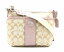 【バッグ】COACH コーチ シグネチャー ショルダーバッグ 斜め掛け サテンキャンバス クロコ型押し レザー ライトカーキ ライトピンク 【中古】【k】
