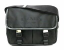 【バッグ】PRADA プラダ ナイロン ショルダーバッグ 斜め掛け レザー NERO ブラック 黒 シルバー金具 2VD769 【中古】